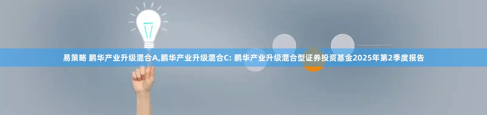 易策略 鹏华产业升级混合A,鹏华产业升级混合C: 鹏华产业升级混合型证券投资基金2025年第2季度报告